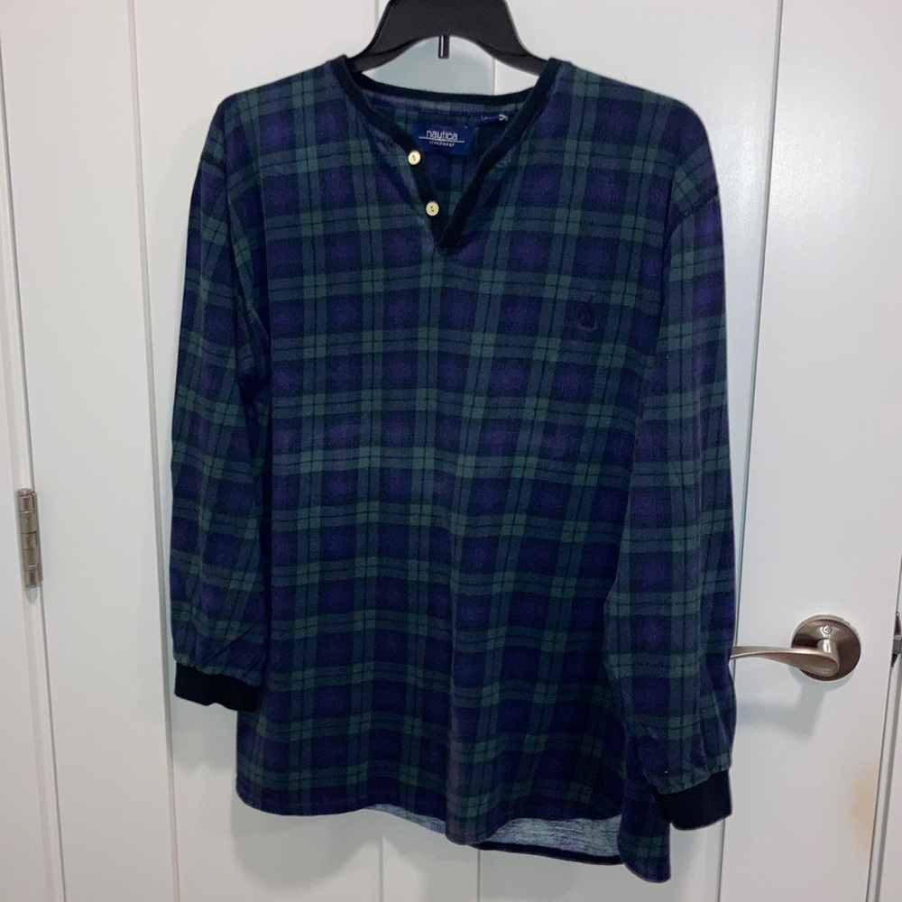 Mens long sleeve sleepwear shirt. Nautica